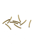 50 x Raw Brass Curved Tube Spacer Beads, 20x2mm