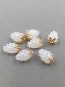 2 x Gold Plated Resin Strawberry Charms Embellished with Tiny Pearls, 19x13mm (2107)