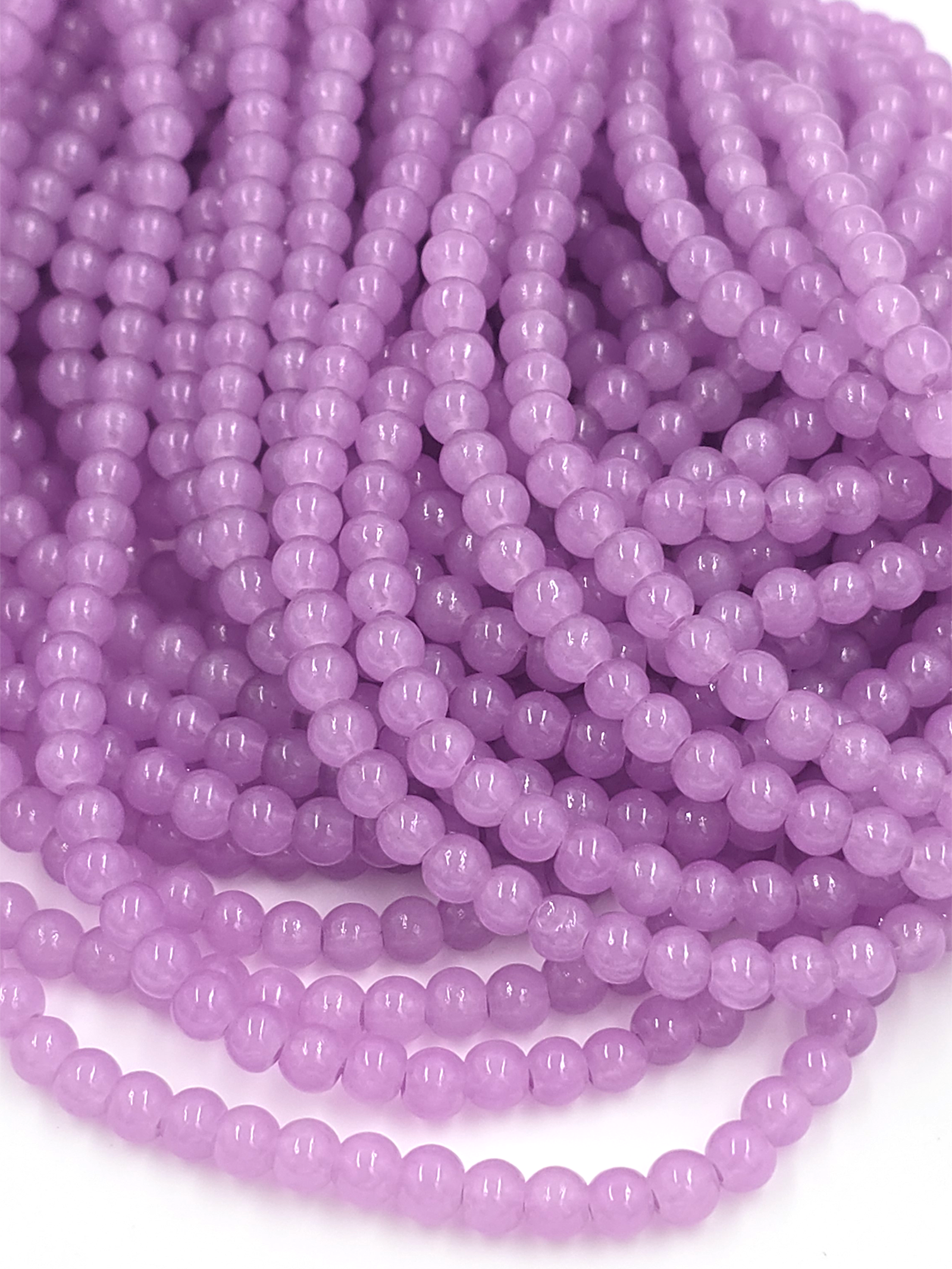 1 strand x Lilac Jade Imitation Round Glass Beads, 4.5mm