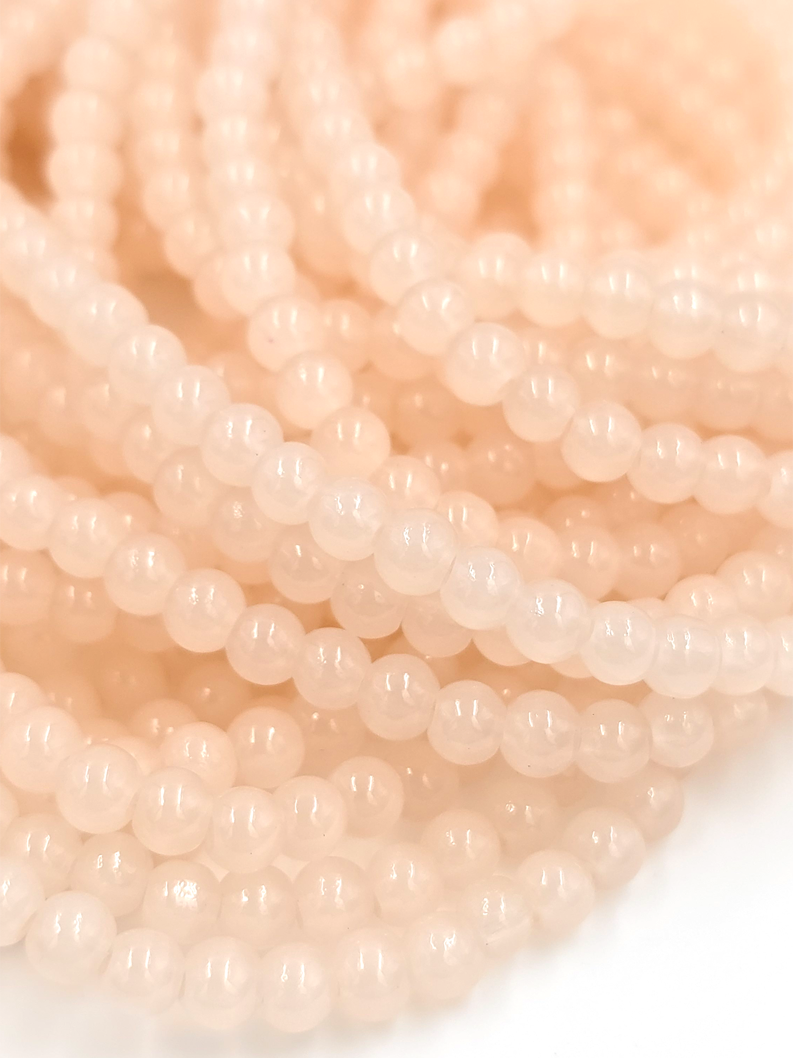 1 strand x Light Peach Jade Imitation Round Glass Beads, 4.5mm