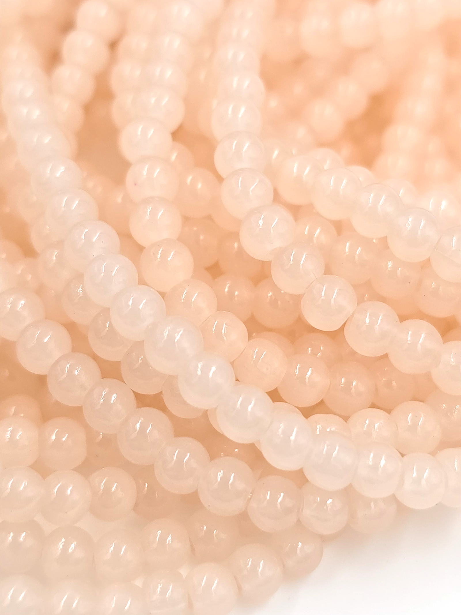 1 strand x Light Peach Jade Imitation Round Glass Beads, 4.5mm