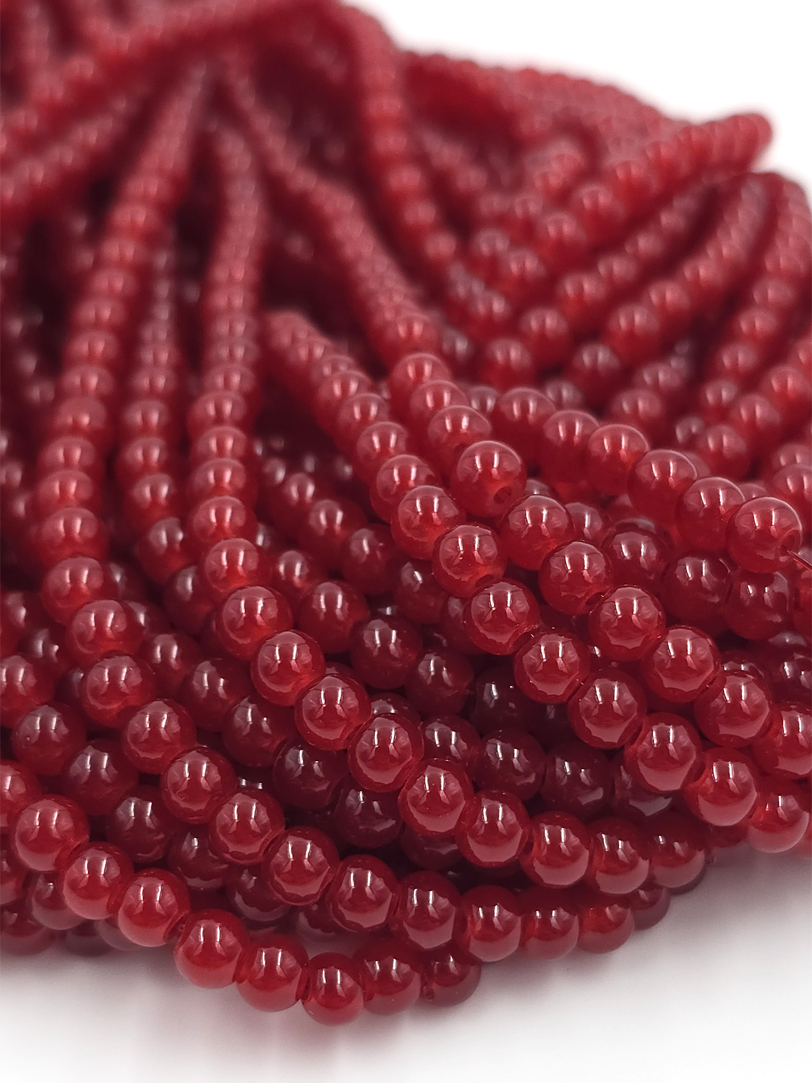 1 strand x Burgundy Jade Imitation Round Glass Beads, 4.5mm