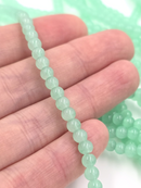 1 strand x Green Jade Imitation Round Glass Beads, 4.5mm
