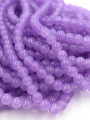1 strand x Purple Jade Imitation Round Glass Beads, 6.5mm