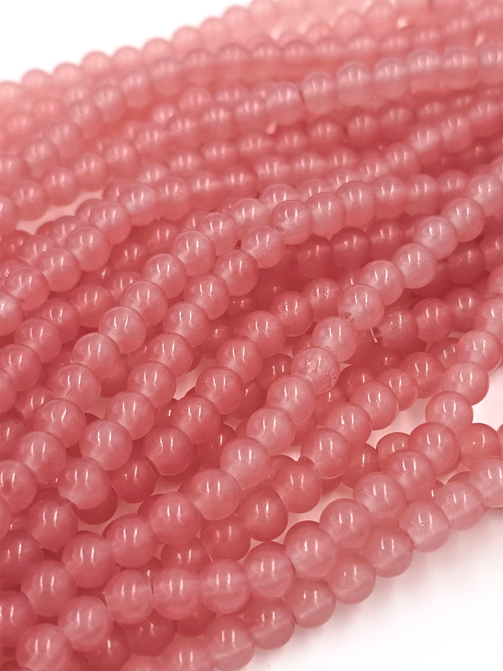 1 strand x Dusty Pink Jade Imitation Round Glass Beads, 6.5mm