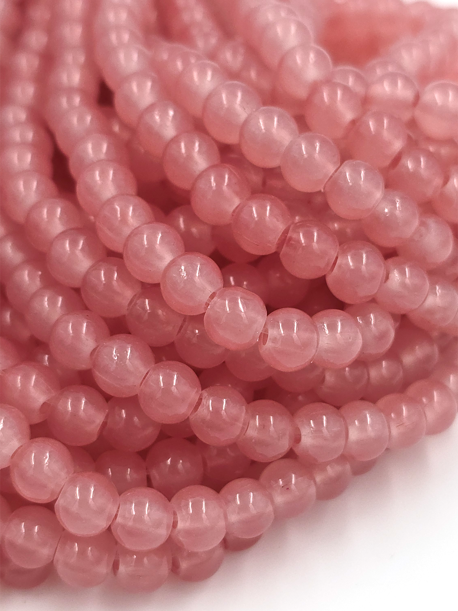 1 strand x Dusty Pink Jade Imitation Round Glass Beads, 6.5mm