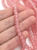 1 strand x Dusty Pink Jade Imitation Round Glass Beads, 6.5mm