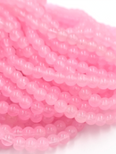 1 strand x Pink Jade Imitation Round Glass Beads, 6.5mm