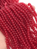 1 strand x Crimson Red Jade Imitation Round Glass Beads, 6.5mm