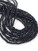 1 strand x 2mm Opaque Black Micro Faceted Crystal Beads (4164)
