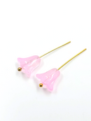 10 x Bell Shaped Pink Glass Flower Beads, 10x10mm