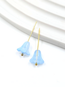10 x Bell Shaped Blue Glass Flower Beads, 10x10mm (2357)