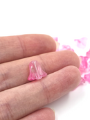 10 x Bell Shaped Deep Pink Glass Flower Beads, 10x10mm (2358)