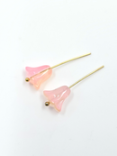 10 x Bell Shaped Pink to Yellow Glass Flower Beads, 10x10mm