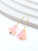 10 x Bell Shaped Pink to Yellow Glass Flower Beads, 10x10mm