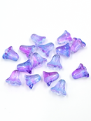 10 x Bell Shaped Lavender Colour Glass Flower Beads, 10x10mm (2360)