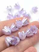 40 x Pearlised Light Purple Bell Shaped Flower Beads, 10x11mm