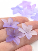 20 x Frosted Graduated Purple Acrylic Flower Beads, 26mm