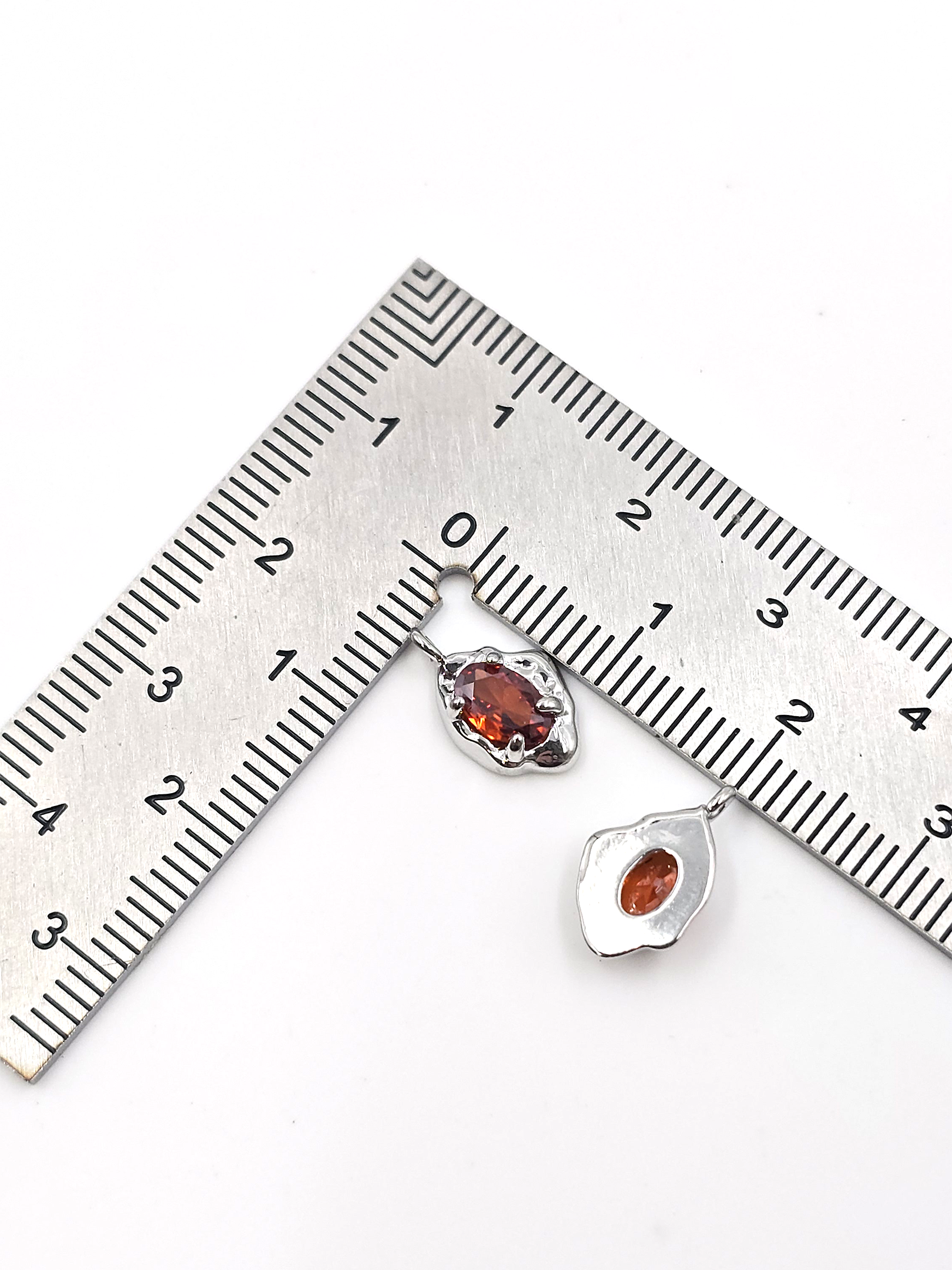 2 x Silver Organic Shaped Amber Cubic Zirconia Teardrop Charms, 12.5x7.5mm