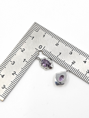 2 x Silver Organic Shaped Purple Cubic Zirconia Teardrop Charms, 12.5x7.5mm