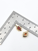 2 x Gold Organic Shaped Amber Cubic Zirconia Teardrop Charms, 12.5x7.5mm