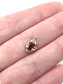 2 x Gold Organic Shaped Amber Cubic Zirconia Teardrop Charms, 12.5x7.5mm