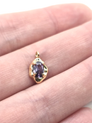 2 x Gold Organic Shaped Purple Cubic Zirconia Teardrop Charms, 12.5x7.5mm