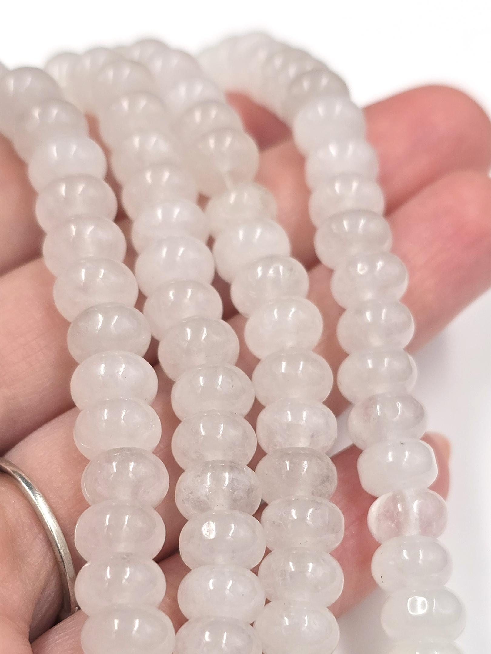 1 strand x 5x8mm White Jade Rondelle Beads