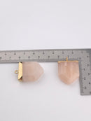 1 x Natural Howlite Pendant, Large Howlite Electroplated Pendant, Pentagon Gemstone Pendant in Gold Tone Setting (3965)