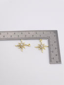 2 x Gold Tone Crystal and Pearl Star Charms, 21x18mm (3966)