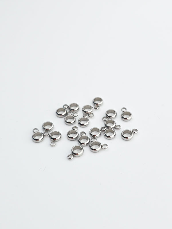 20 x Stainless Steel Bail Beads, 9x6mm (3991A)