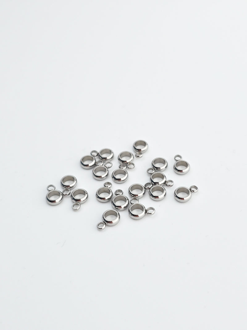 20 x Stainless Steel Bail Beads, 9x6mm (3991A)