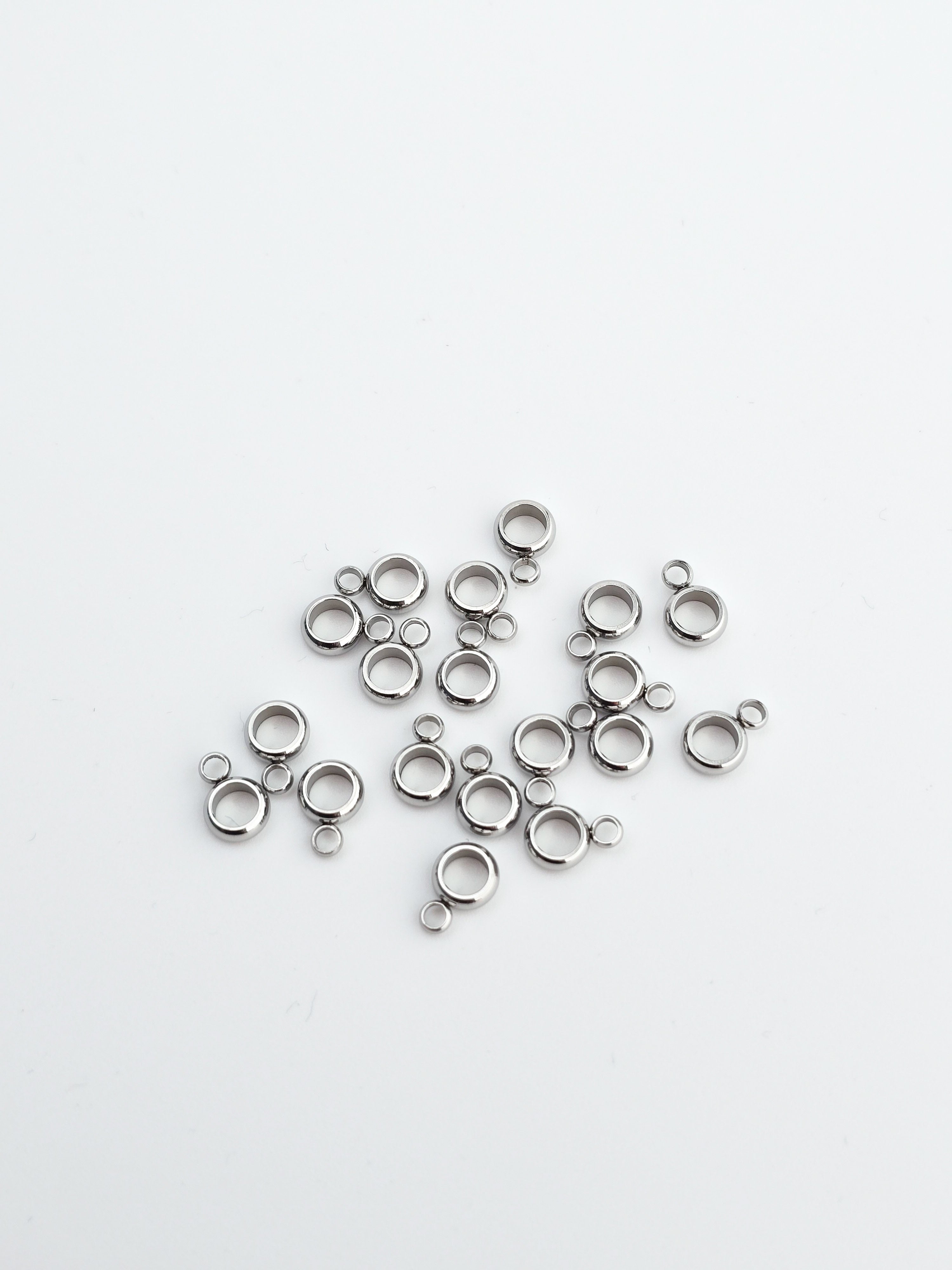 20 x Stainless Steel Bail Beads, 9x6mm (0242)