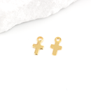 10 x 18K Gold Plated Tiny Cross Charms, 7x4mm