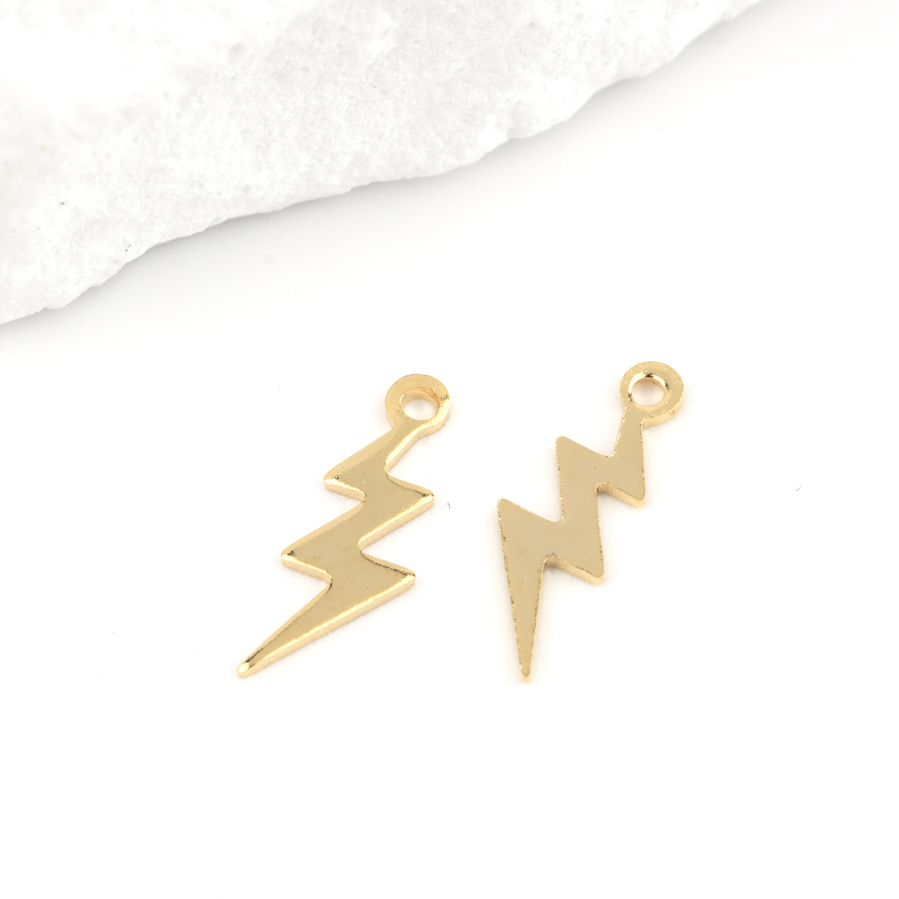 10 x 24K Gold Plated Lightning Bolt Charms, 12x4mm