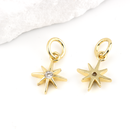 2 x 18K Gold Plated Star Charms, 10x8mm