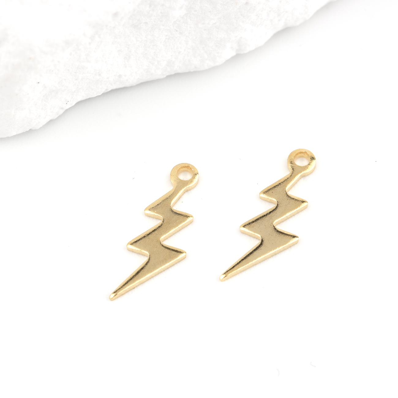 10 x 24K Gold Plated Lightning Bolt Charms, 12x4mm