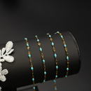 PVD Gold Stainless Steel Turquoise Enamel Link Lip Chain