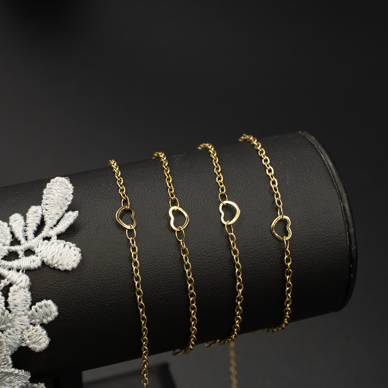 PVD Gold Stainless Steel Open Heart Link Cable Chain