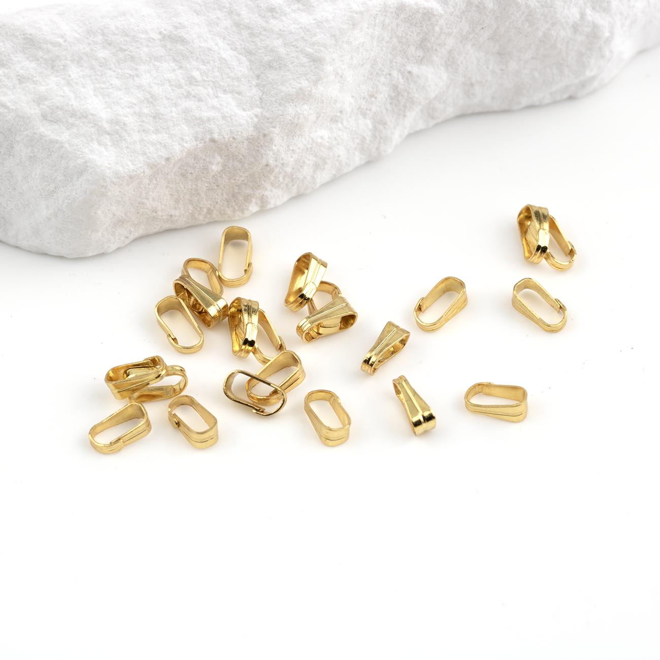 20 x 18K Gold Plated Stainless Steel Snap-on Pendant Bails, 6x2.5mm