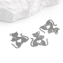 10 x Stainless Steel Mama Cat and Kitten Charms, 19x18mm