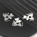 10 x Stainless Steel Mama Cat and Kitten Charms, 19x18mm
