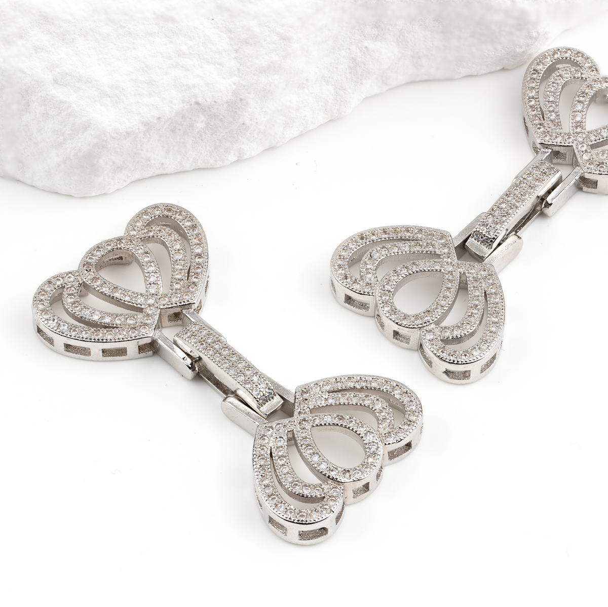 Large Micro Pave Fold Over Clasp, 45x23mm