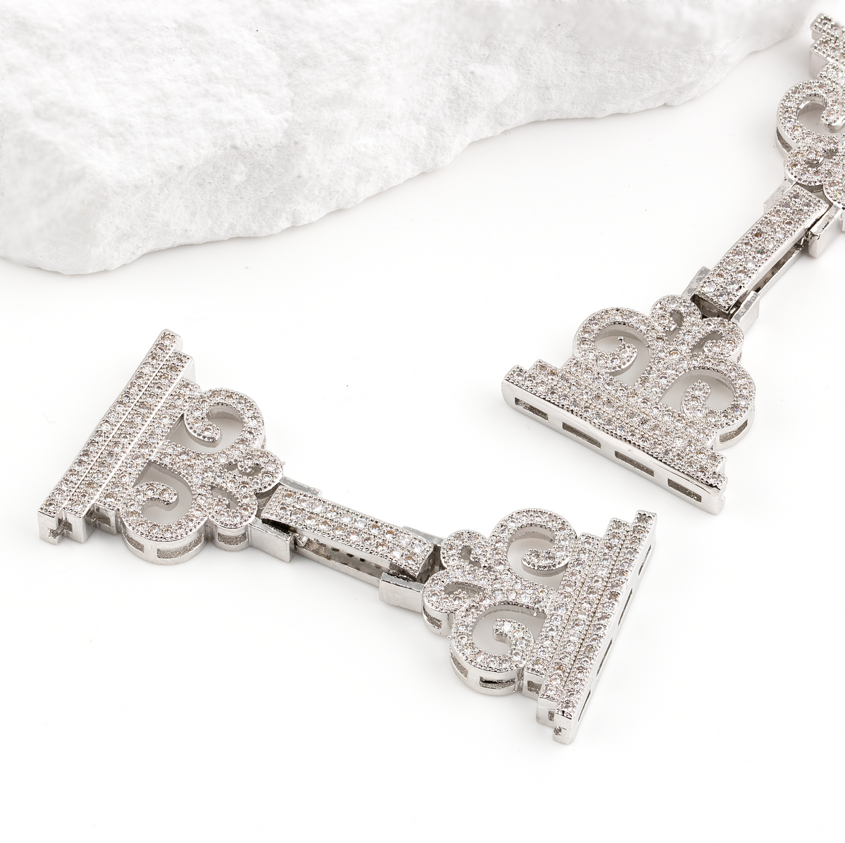 Large Micro Pave Fold Over Clasp, 46x21mm
