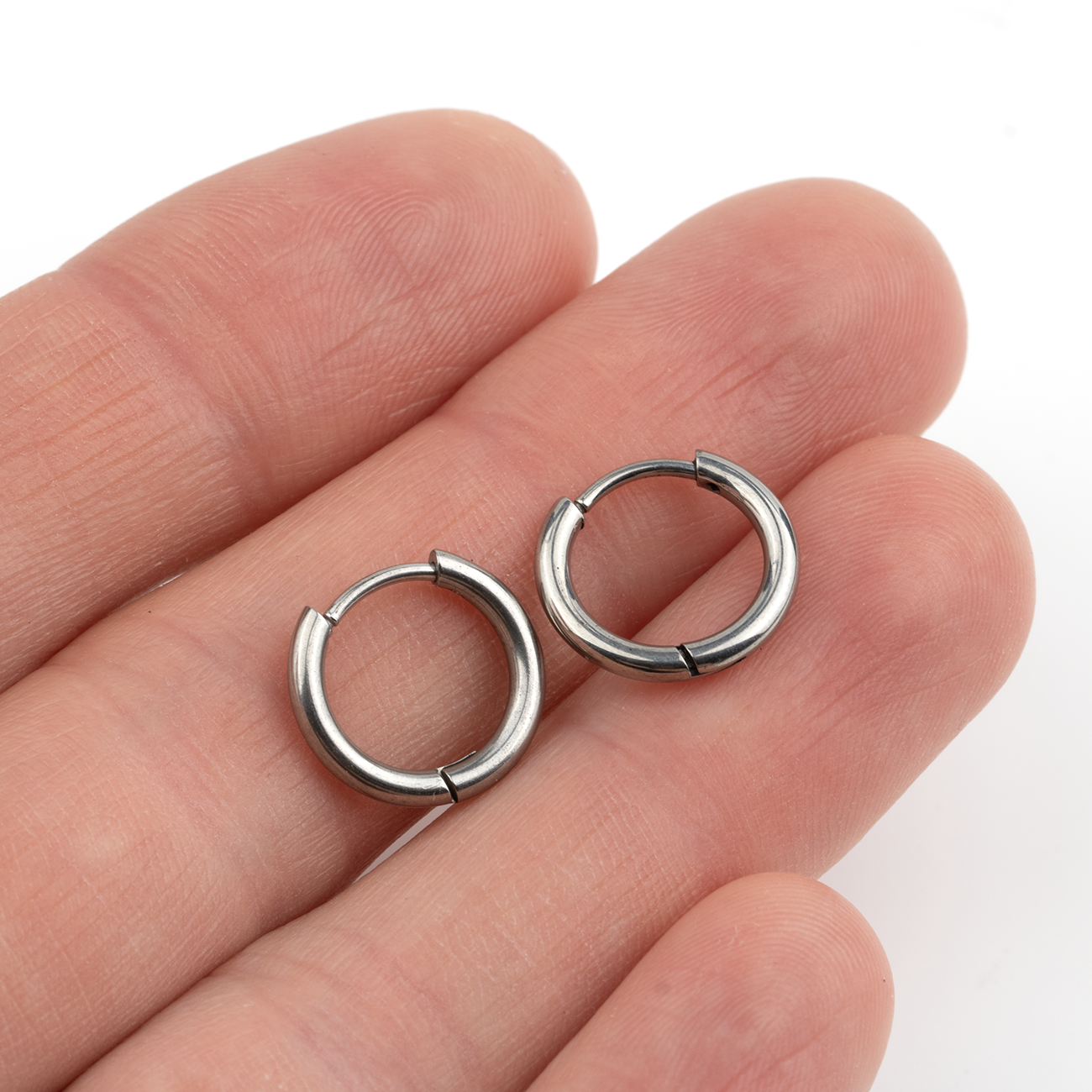 1 pair x Stainless Steel Huggie Hoop Earrings, 14mm/16mm/18mm