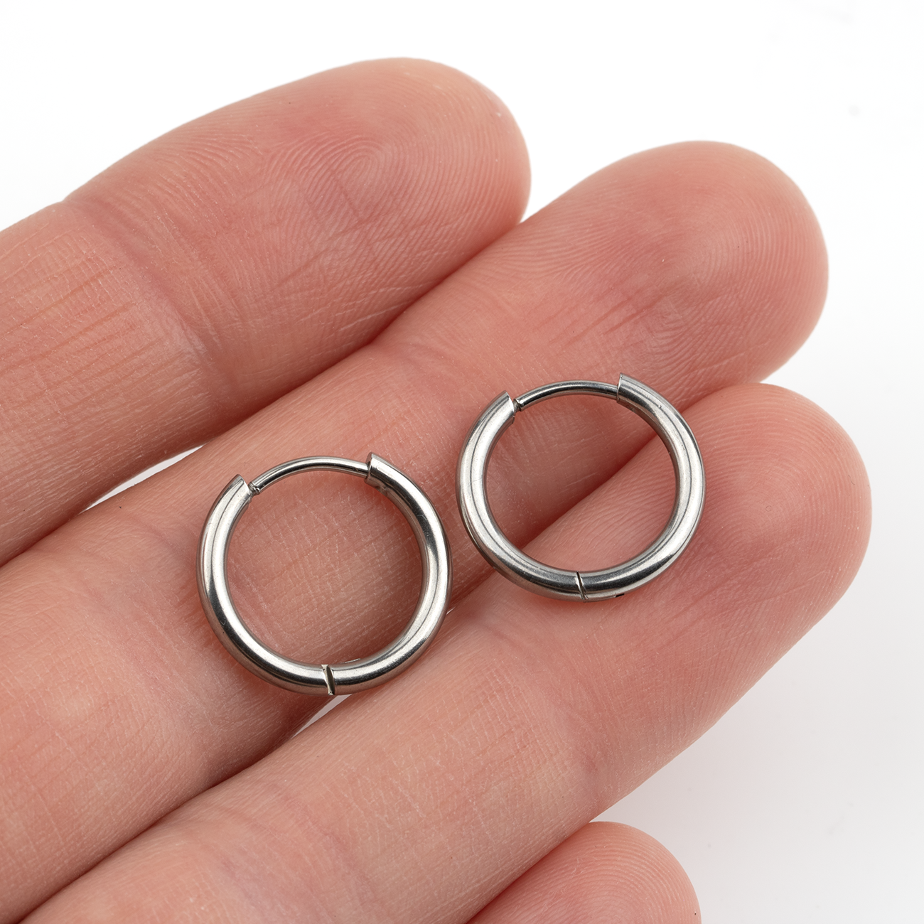 1 pair x Stainless Steel Huggie Hoop Earrings, 14mm/16mm/18mm