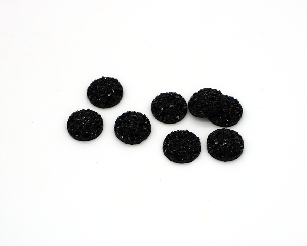 20 x Black Resin Druzy Cabochons, 12mm