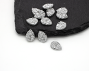 20 x Silver Resin Teardrop Druzy Cabochons, 14x10mm