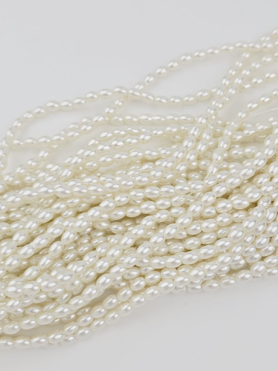 1 strand x White or Ivory Rice Pearl Beads, 6x4mm, 31 inch