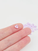 40 x Tiny Pearlised Lilac Flower Beads, 6.5mm (1913)